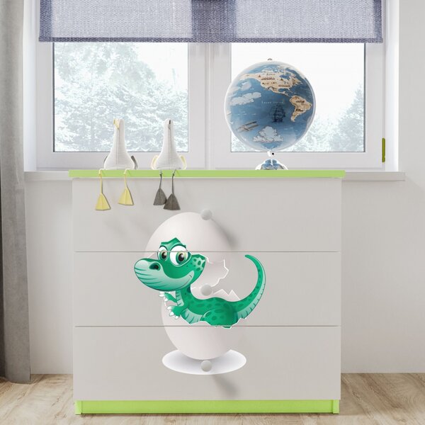 Babydreams komód dínós dizájnnal, szín: világoszöld