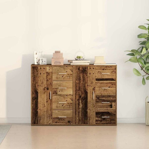 VidaXL Oldalszekrények fiókkal 2 pcs Régi fa 60 x 31 x 84 cm Faanyag
