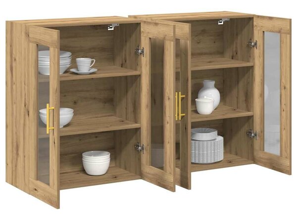 VidaXL Fali Szekrények 2 db Artisan tölgy 69,5 x 34 x 90 cm Szerelt Fa
