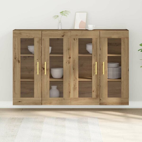 VidaXL Fali Szekrények 2 db Artisan tölgy 69,5 x 34 x 90 cm Szerelt Fa