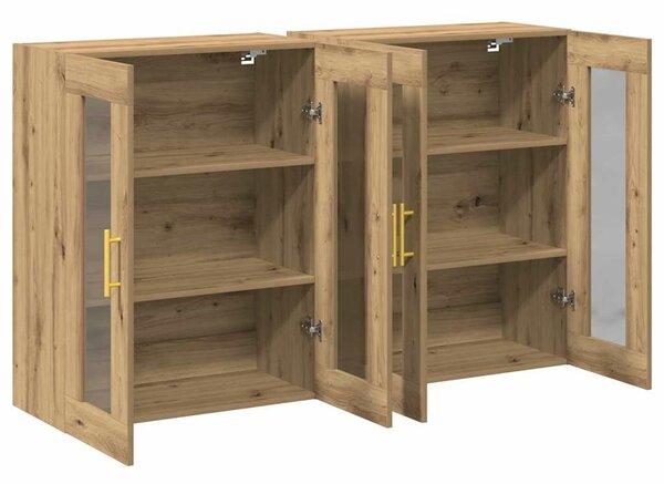 VidaXL Fali Szekrények 2 db Artisan tölgy 69,5 x 34 x 90 cm Szerelt Fa
