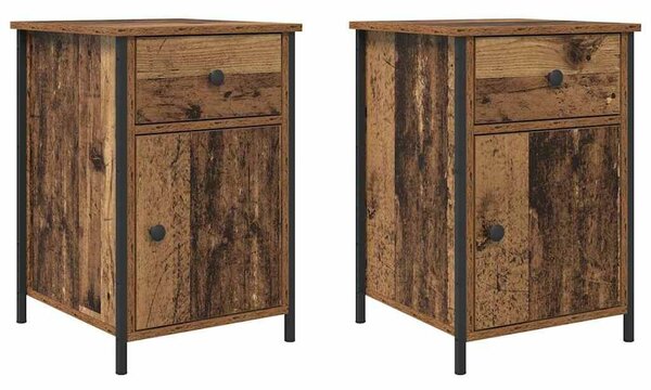 VidaXL Éjjeliszekrény fiókkal 2 pcs Régi fa 40 x 42 x 60 cm Faanyag