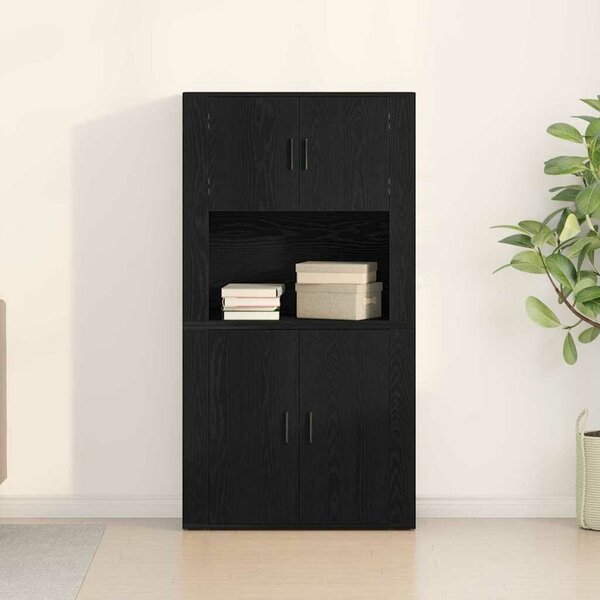 VidaXL Magas Szekrény Musta tammi 80 x 33 x 150 cm Faanyag