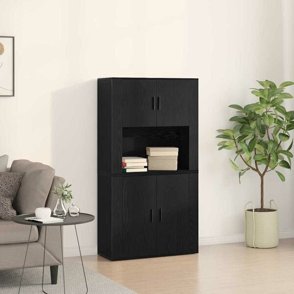 VidaXL Magas Szekrény Musta tammi 80 x 33 x 150 cm Faanyag
