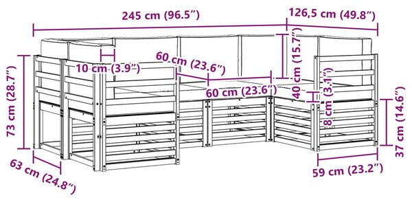 VidaXL Szegmentált kanapé szett párnával 6 pcs Természetes