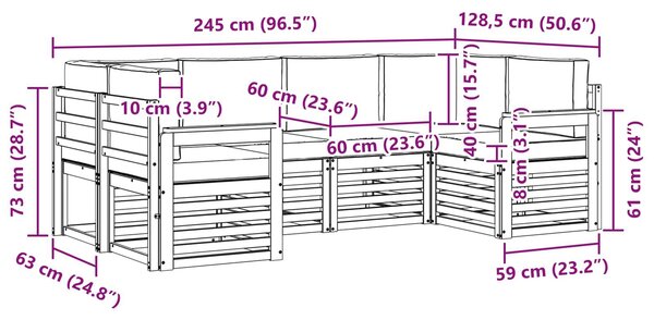 VidaXL Szegmentált kanapé szett 6 pcs Természetes és krémszínű