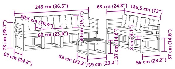 VidaXL Kültéri kanapé szett párnával 8 pcs Fehér és Világosszürke