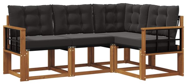VidaXL Kültéri kanapé szett párnával 4 pcs Természetes és fekete