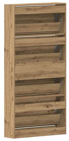 VidaXL Cipőszekrény ajtóval kézműves tölgy 80 x 21 x 163.5 cm Faanyag