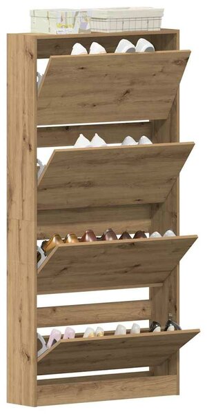 VidaXL Cipőszekrény ajtóval kézműves tölgy 80 x 21 x 163.5 cm Faanyag