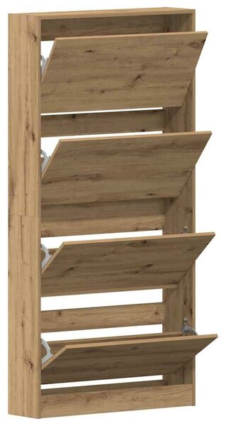 VidaXL Cipőszekrény ajtóval kézműves tölgy 80 x 21 x 163.5 cm Faanyag