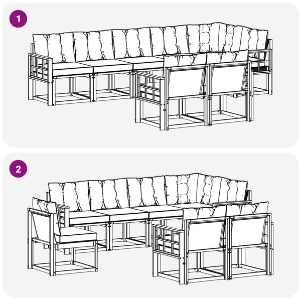 VidaXL Kültéri kanapé szett párnával 8 pcs Fehér és Fekete
