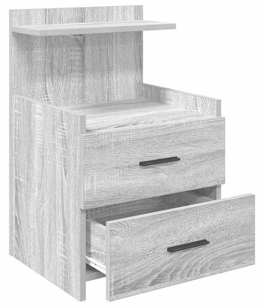 VidaXL 2 db-os szürke Sonoma színű éjjeliszekrény 2 fiókkal 40 x 36,5 x 62 cm