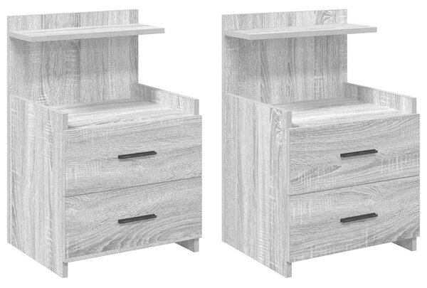 VidaXL 2 db-os szürke Sonoma színű éjjeliszekrény 2 fiókkal 40 x 36,5 x 62 cm