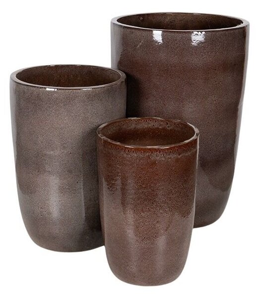 Tatum Vase Giant kerámia növénytartó szett rusztikus barna 42x63-65x100cm S3