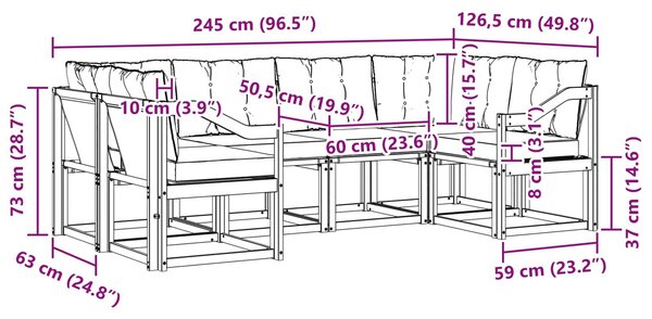 VidaXL Kültéri kanapé szett párnával 6 pcs Természetes és bézs