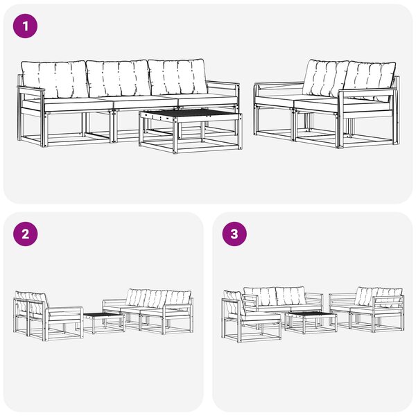 VidaXL Kültéri kanapé szett 6 pcs Fehér és Bézs 79 x 79 x 37 cm
