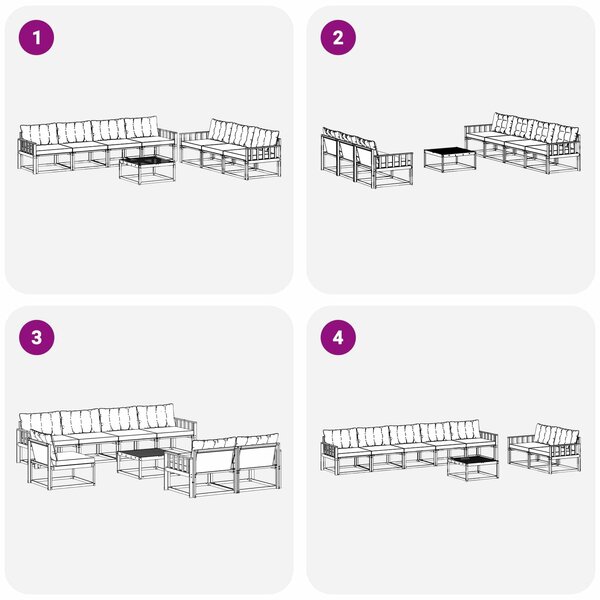 VidaXL Kültéri kanapé szett párnával 8 pcs Természetes és fekete