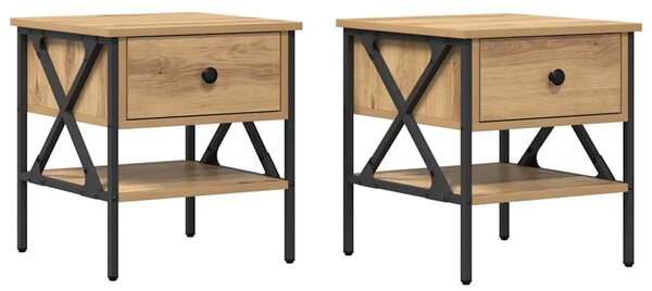 VidaXL Éjjeli szekrény fiókkal 2 pcs kézműves tölgy 40 x 42 x 45 cm