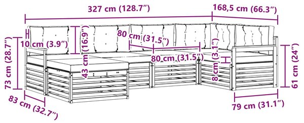 VidaXL Kültéri kanapé szett párnával 6 pcs Természetes és bézs