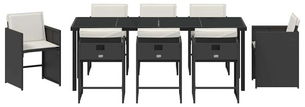 VidaXL Kert étkező szett 9 pcs Fekete polirattan