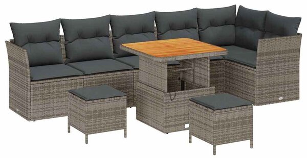 VidaXL Kerti Kanapé Szett 9 pcs Szürke polirattan