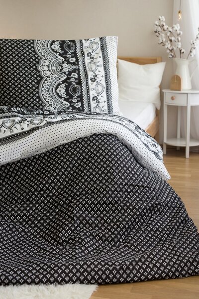 Polipamut ágyneműhuzat 2 ágyra CANZONE BLACK, fekete Ágyneműhuzat mérete: 2 db 70 x 90 cm | 2 db 140 x 200 cm
