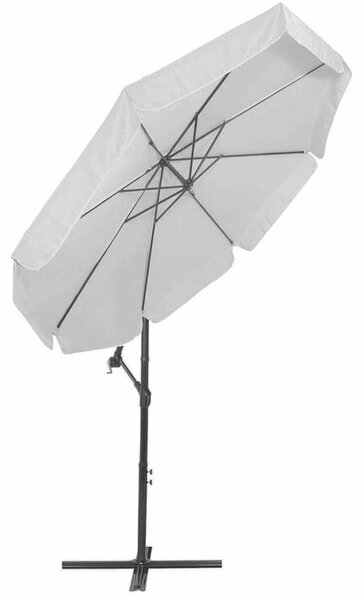 Kerti napernyő oldalrésszel (banán típusú), huzattal, 300 cm, világosszürke