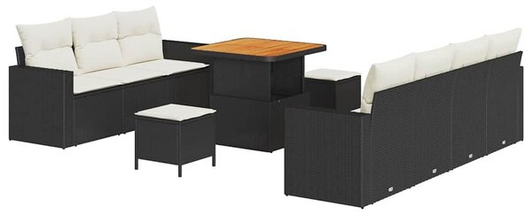 VidaXL Kerti Kanapé Szett párnával 10 pcs Fekete és krémszínű