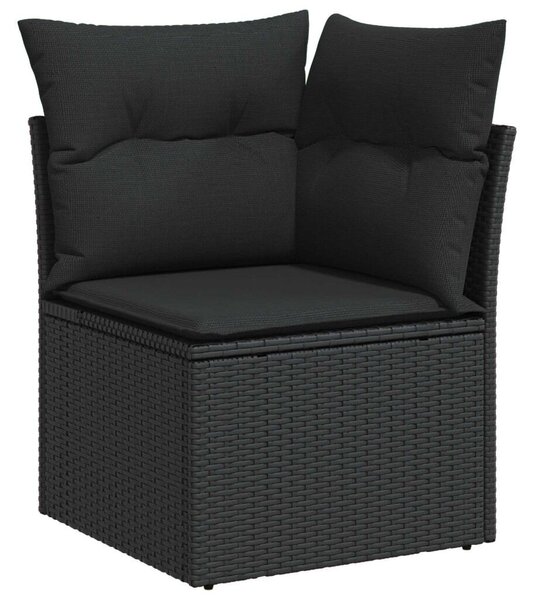 Kerti Kanapé Szett párnával tárolóval 6 pcs Fekete Poli rattan