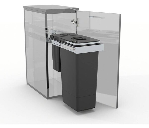 EKOTECH - Beépíthető hulladékgyűjtő SMART Inox 1x26 liter+1x7 liter lágyan záródó