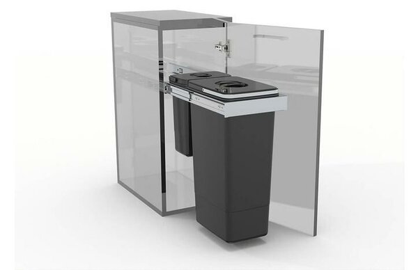 EKOTECH - Beépíthető hulladékgyűjtő SMART Inox 1x26 liter+1x7 liter lágyan záródó