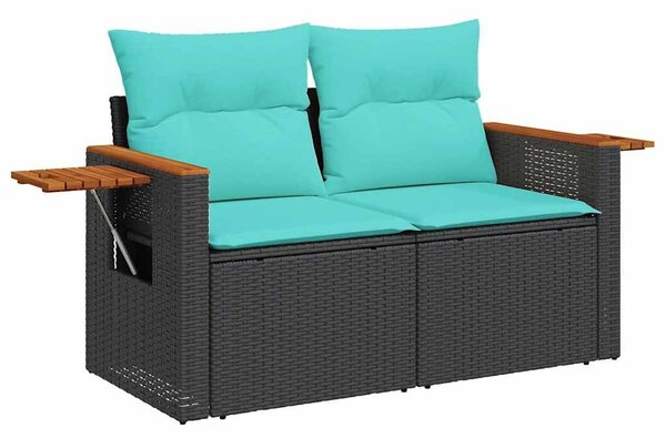 VidaXL 6 részes fekete polyrattan kerti ülőgarnitúra párnákkal