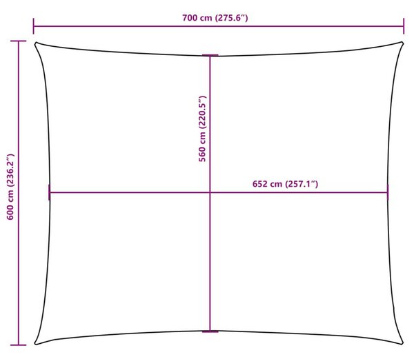 Téglalap alakú oxford-szövet napvitorla 6 x 7 m, terrakotta