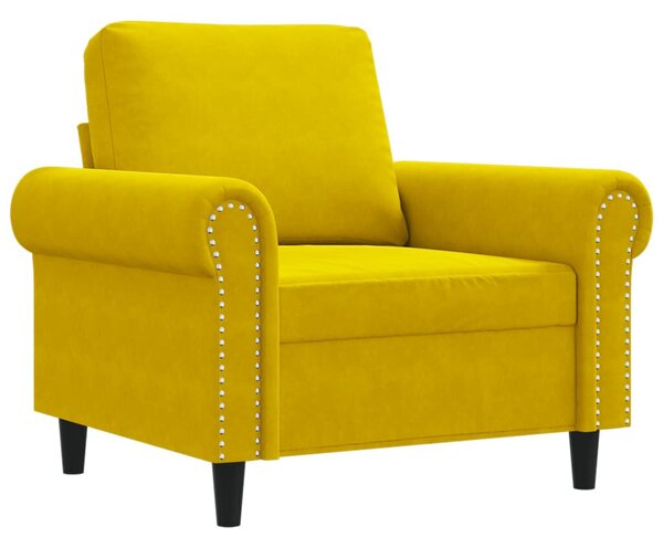 Sárga bársony kanapéfotel 60 cm