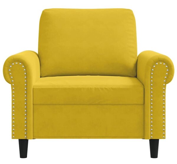 Sárga bársony kanapéfotel 60 cm
