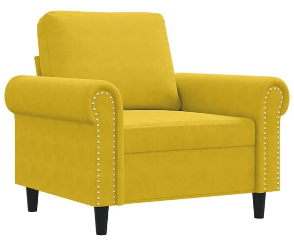 Sárga bársony kanapéfotel 60 cm