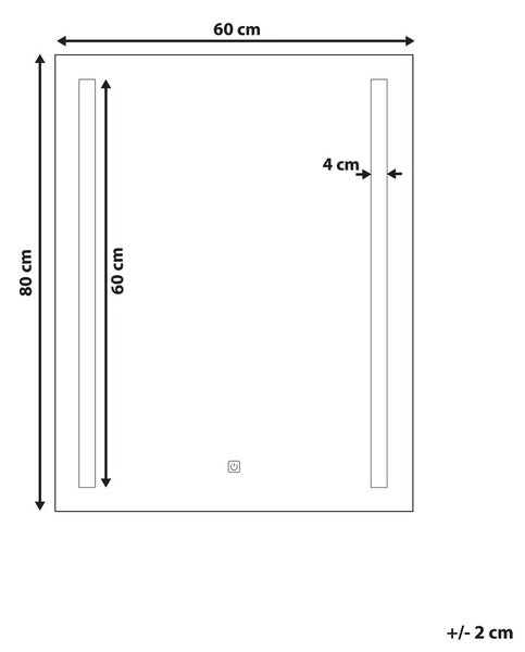 LED fürdőszobai tükör MARTINET 60 cm 80 cm Ezüst