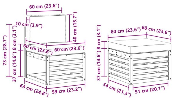 VidaXL Kültéri kanapé szett 4 pcs Természetes és Világosszürke