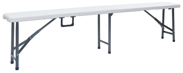2 db fehér összecsukható HDPE kerti pad 180 cm
