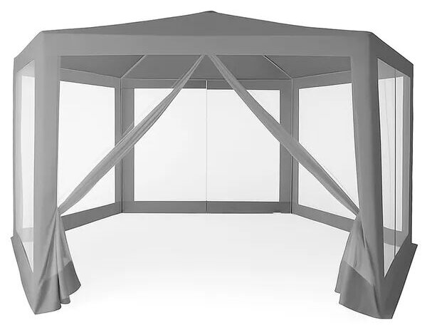 Kerti pavilon sátor 2×2×2 m, szúnyoghálós, szürke, fém vázzal