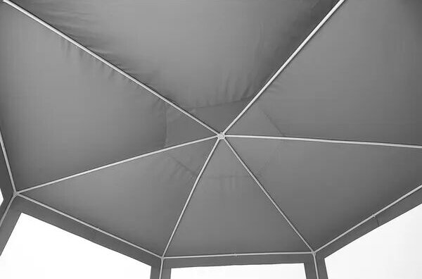 Kerti pavilon sátor 2×2×2 m, szúnyoghálós, szürke, fém vázzal