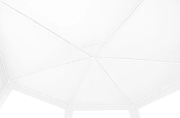 Kerti pavilon sátor, fehér, 2×2×2 m, 6 oldalfal ablakokkal, rögzíthető vázzal