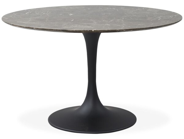 Cactus étkezőasztal, barna márvány, fekete fém láb, D130 cm