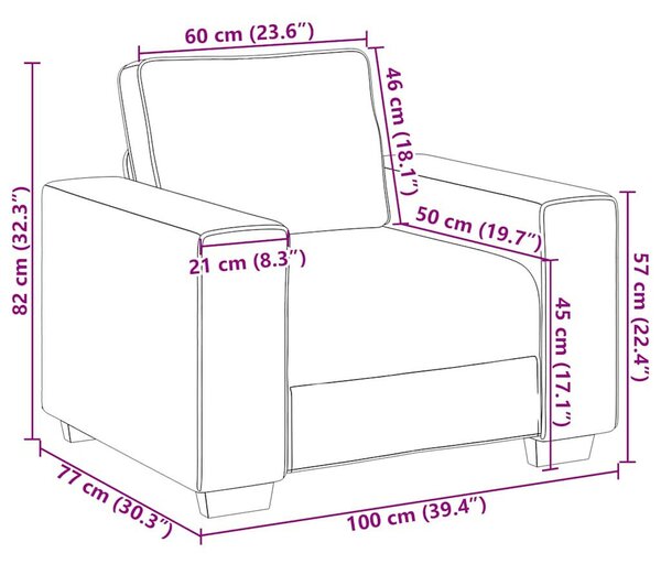 Krémszínű kordbársony szövet kanapéfotel 60 cm