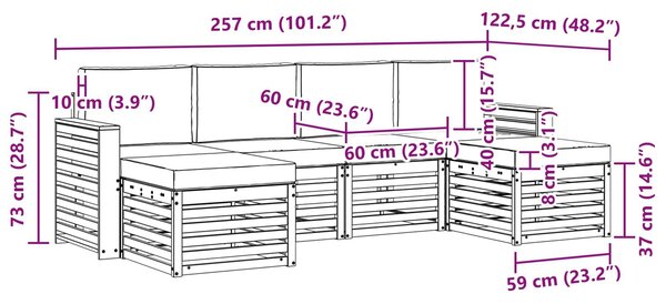 VidaXL Kültéri kanapé szett 6 pcs Fehér és Krém színű