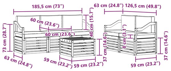 VidaXL Ülőgarnitúrák 6 pcs Természetes és Világosszürke Tömör Akácfa