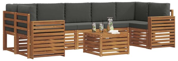 VidaXL Kültéri kanapé szett 8 pcs Természetes és antracit Tömör Akácfa