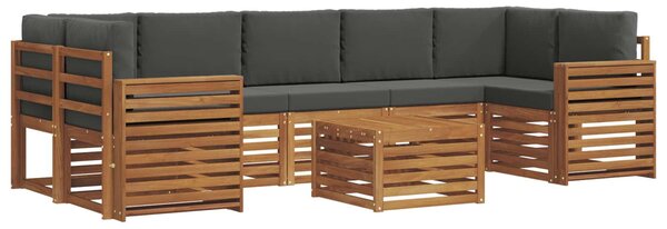 VidaXL Kültéri kanapé szett 8 pcs Természetes és antracit Tömör Akácfa