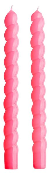 TWISTED gyertya szett 2db, fényes pink 25 cm